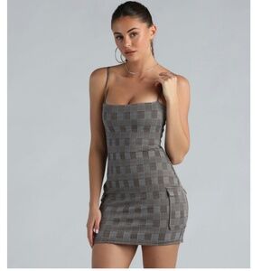 Windsor • Delightfully Cute Plaid Cargo Mini Dress • Size S • NWT